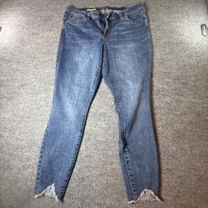 Kut from the Kloth Skinny Jeans Medium Wash Distressed Raw Hem Women's Size 16